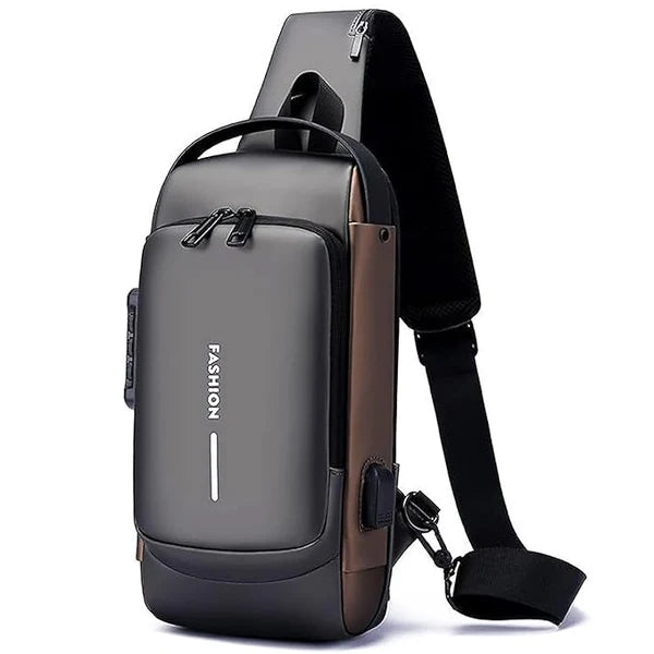 Anti-Theft Crossbody Messenger Sling Bag Waterproof Gadget Chest Bag with TSA Lock & USB Charging Port for Power Bank Attachment