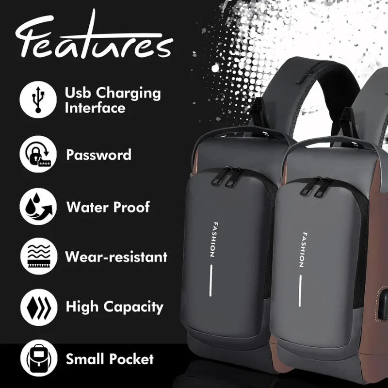 Anti-Theft Crossbody Messenger Sling Bag Waterproof Gadget Chest Bag with TSA Lock & USB Charging Port for Power Bank Attachment