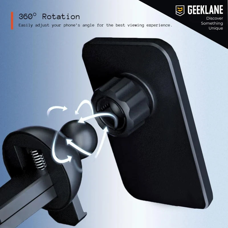 15W Fast-Charging Magnetic Car Mount with 360° Rotation, Wireless Phone Holder for Car AC Vent with Secure Lock & Universal Smartphone Compatibility