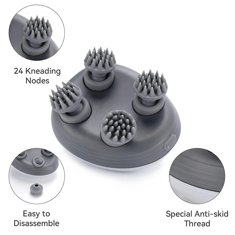 Portable 3-Speed Scalp Massager with 96 Kneading Nodes, Handheld Head Massager for Relaxation, Stress Relief & Hair Growth Support